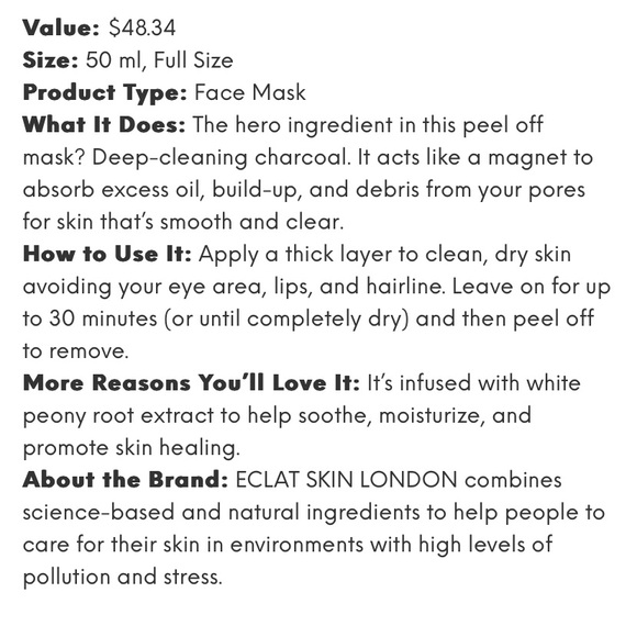 Eclat Skin Charcoal Black Peel off Mask NIB 50ml/1.7 fl oz - Picture 11 of 14